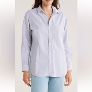 Frank‎ & Eileen Joedy Boyfriend Cotton Button Up down Shirt striped medium NWT